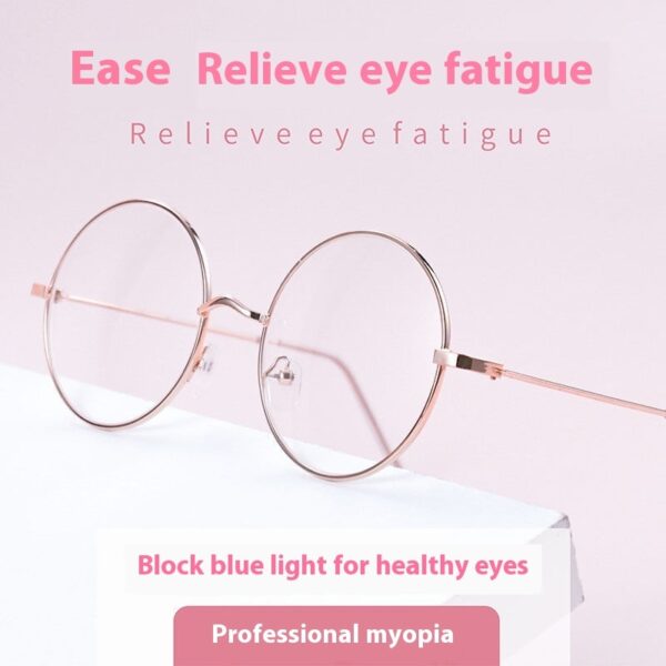 Round Frame Glasses Female Anti-blue Light Eye Protection