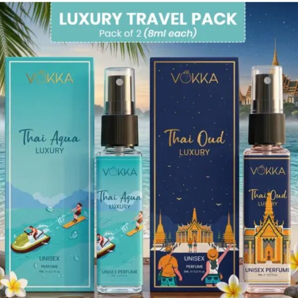 Vokka Pocket Perfume Thai Oud & Thai Aqua 16 ml (Pack of 2 x 8ml) |